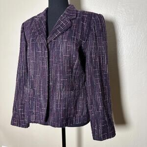 Vintage Academia Tweed Blazer Tailored Purple Pink Bouclé Career Jacket Corpcore